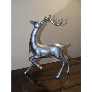 NEW! Metallic Silver Christmas Reindeer Deer Figurine Holiday Tabletop Decor 11"